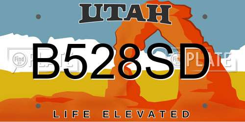 B528SD Utah License Plate