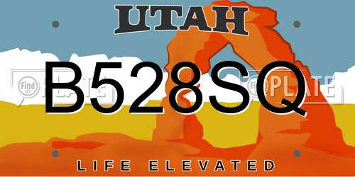 B528SQ Utah License Plate