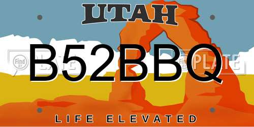 B52BBQ Utah License Plate