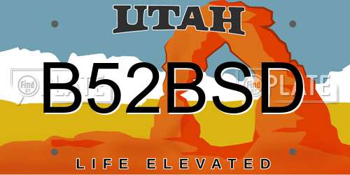 B52BSD Utah License Plate
