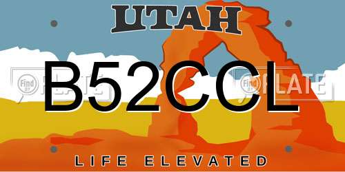 B52CCL Utah License Plate