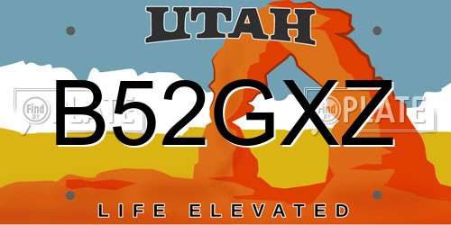 B52GXZ Utah License Plate