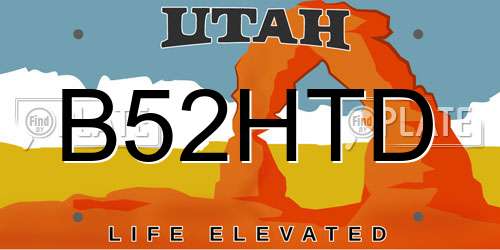 B52HTD Utah License Plate
