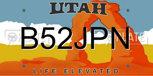 B52JPN Utah License Plate