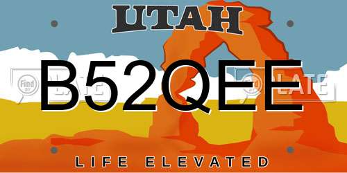 B52QEE Utah License Plate