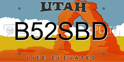 B52SBD Utah License Plate