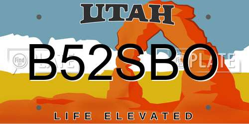 B52SBO Utah License Plate