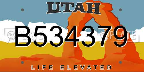 B534379 Utah License Plate