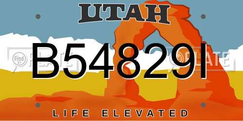 B54829I Utah License Plate