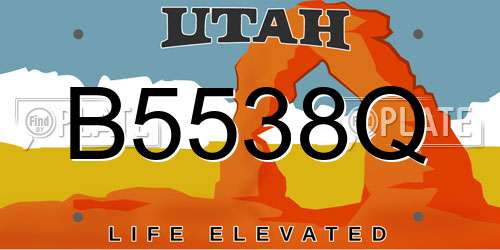 B5538Q Utah License Plate