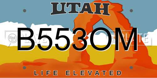 B553OM Utah License Plate