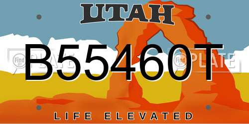 B55460T Utah License Plate