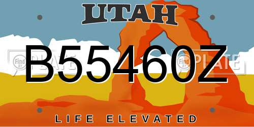 B55460Z Utah License Plate