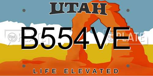 B554VE Utah License Plate