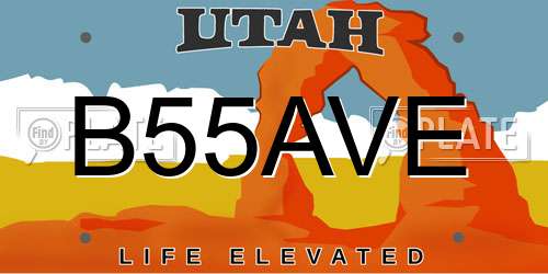 B55AVE Utah License Plate