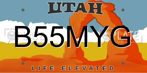 B55MYG Utah License Plate