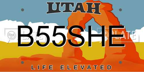B55SHE Utah License Plate