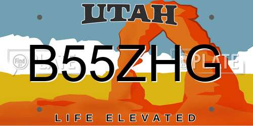B55ZHG Utah License Plate
