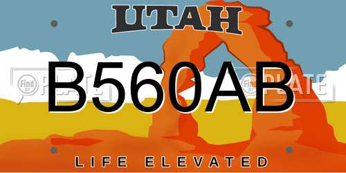 B560AB Utah License Plate