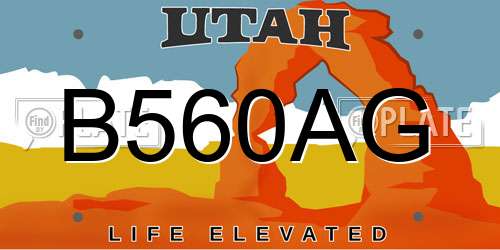 B560AG Utah License Plate