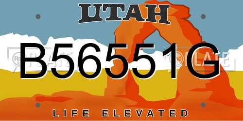 B56551G Utah License Plate