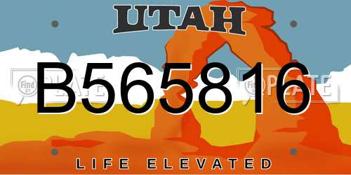 B565816 Utah License Plate