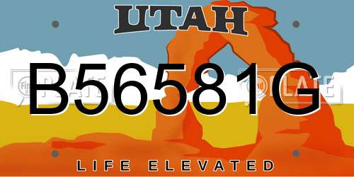 B56581G Utah License Plate