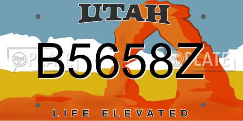B5658Z Utah License Plate