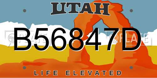 B56847D Utah License Plate