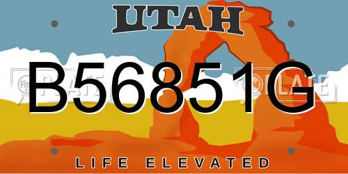 B56851G Utah License Plate