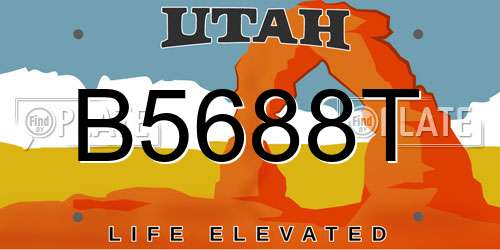 B5688T Utah License Plate