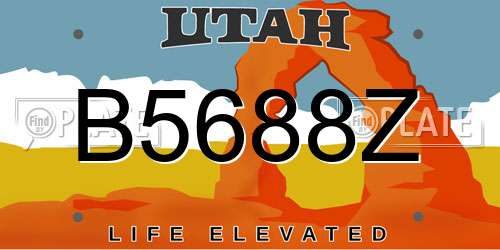 B5688Z Utah License Plate