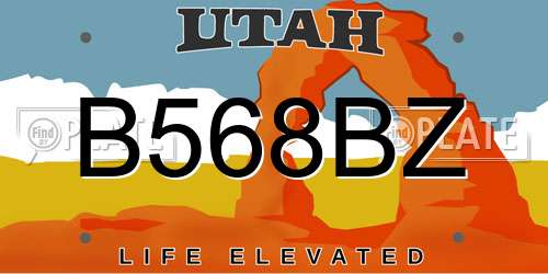 B568BZ Utah License Plate