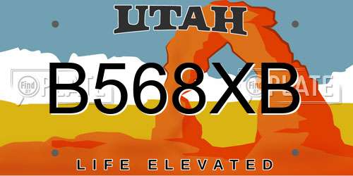 B568XB Utah License Plate