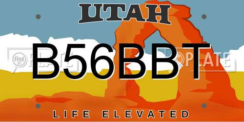 B56BBT Utah License Plate