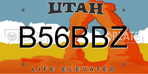 B56BBZ Utah License Plate