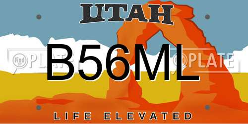 B56ML Utah License Plate
