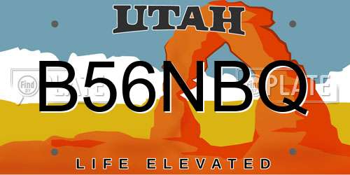 B56NBQ Utah License Plate
