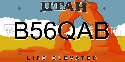 B56QAB Utah License Plate