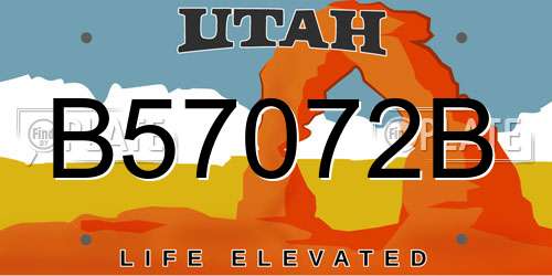 B57072B Utah License Plate