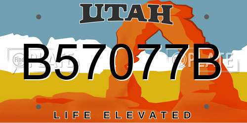 B57077B Utah License Plate