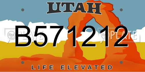 B571212 Utah License Plate