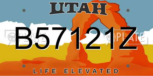 B57121Z Utah License Plate