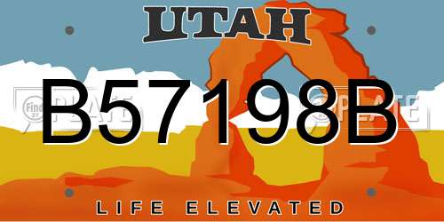B57198B Utah License Plate