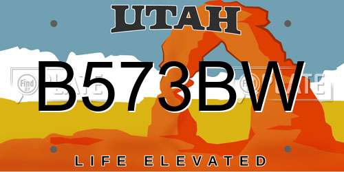B573BW Utah License Plate