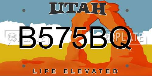 B575BQ Utah License Plate