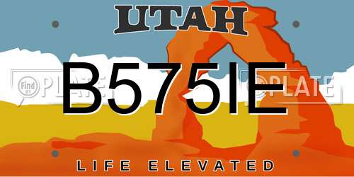 B575IE Utah License Plate