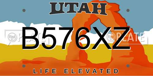 B576XZ Utah License Plate
