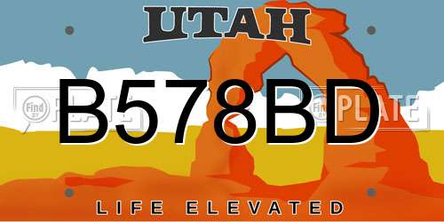 B578BD Utah License Plate