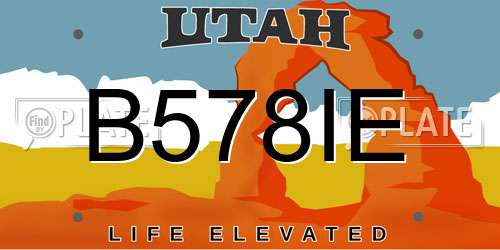 B578IE Utah License Plate